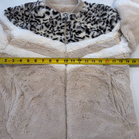 Katydid Snow Leopard Chevron Sherpa Faux Fur Jacket Size S - Picture 4 of 7